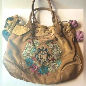 Vtg Juicy Couture Beautiful Embroidered Floral Purse